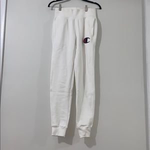 White Champions joggers